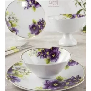 پیاله ماست خوری طرح گل بنفشه چینی تقدیس 