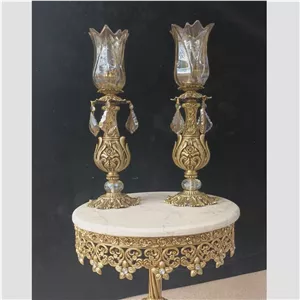 شمعدان رومیزی با لاله بلند و ابکاری انتیک