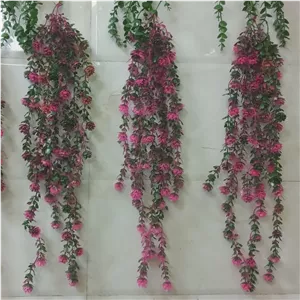 آویز ریسه گلی رنگ صورتی آویز شمشاد آویز ریسه مصنوعی