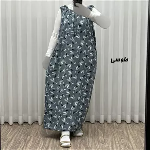 پیراهن ساحلی زنانه نخی آستین حلقه ای فری سایز مناسب تا سایز 52