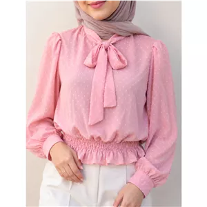 شومیز عروسکی(آف خورده) دونه برفی یقه کراواتی 