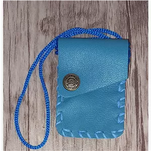  گردنی چرمی و کیف دعا چرم طبیعی بزی درجه یک فیروزه ای