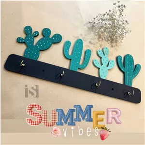 جاکلیدی چوبی طرح کاکتوس