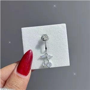 پیرسینگ فیک ناف گیلاس نگین دار