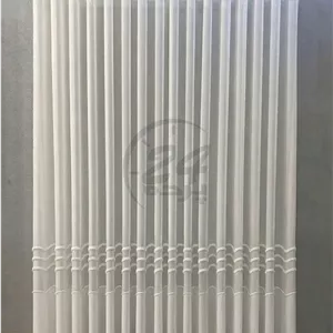پک کامل کتان حاشیه دار موجدار سفید شیری بریلنت دوخت مینیمال (براساس سایز پنجره)