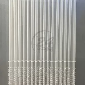 پک کامل کتان حاشیه دار برجسته بریلنت سفید شیری دوخت مینیمال (براساس سایز پنجره)
