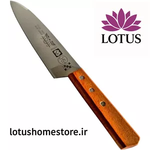 چاقو آشپزخانه اکبری دسته چوبی مدل WS27 طرح مارکیز با تیغه 18 سانتیمتری فولاد تیتانیوم ژاپن