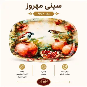 سینی بدون دسته مهروز مدل 6652 انار سایز 2132 سانتی متر ارسال پس کرایه 