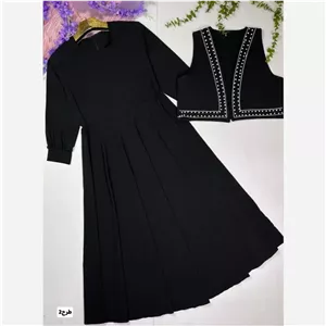 ست دو تیکه پیراهن و جلیقه مجلسی زنانه مدل گلدوزی شده سایز 40 تا 48
