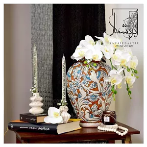 گلدان رومیزی عسلی(بال فیروزه ایی)