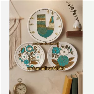 تابلو ست سه عددی دیوارکوب فیروزه ای