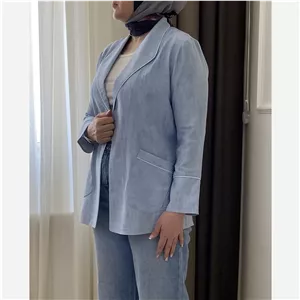 مانتو کتی زنانه مزون دوز پارچه شانتون رنگ آبی سایز 38 تا 42