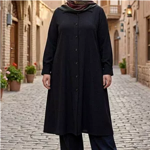 مانتو ابروبادی مشکی خنک سایز بزرگ 