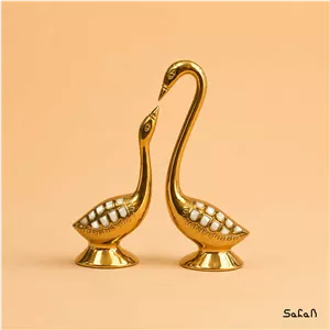 مجسمه برنج و صدف طرح مرغابی جفت