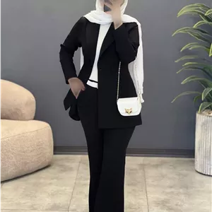 کت و شلوار نفس مازراتی مشکی ویژه محرم با دکمه کاربردی و لایه کوبی