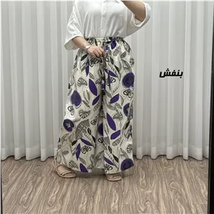 دامن شلواری لنین زنانه فری سایز مناسب تا سایز 50 کد P1793