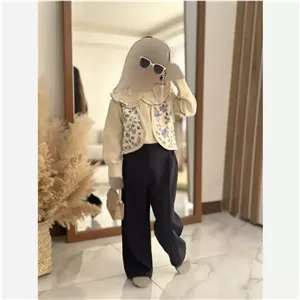 ست سه تیکه دخترانه مدل مه گل پارچه مازراتی