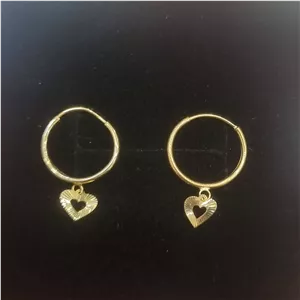 طلا18عیار گوشواره طلا حلقه ای آویز دار مدل قلب 