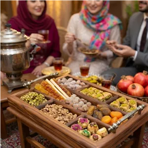 سینی پذیرایی پارتیشن دار آردوج مدل چوب گردو