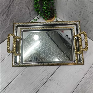سینی پذیرایی جفتی طلایی نقره ای(وینکس)