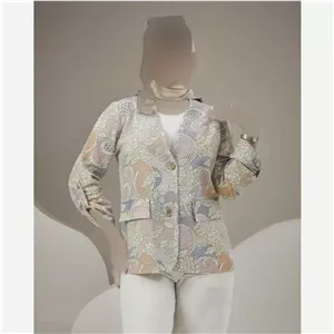 کت تک زنانه دو دکمه جنس لینن خنک طرح ژاکارد
