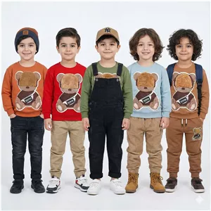 بلوز پسرانه طرح تدی یقه گرد پارچه پنبه ای