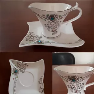 فنجان نعلبکی بن چاینا نگین دار