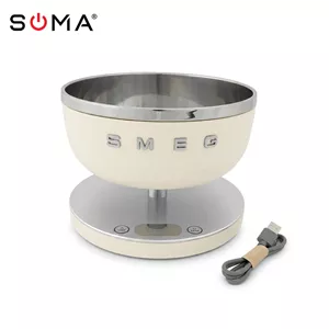 ترازو دیجیتال گرد اشپزخانه smeg شارژی کرم 