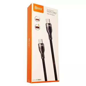 کابل فست شارژ کنفی Type-C به Type-C بیوا (Biva) مدل C-08CC طول 1.2 متر، 60 وات