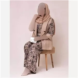 ست کت و اورال زنانه مدل مهتاب جنس کرپ و لینن با کمربند سایز 38 تا 46