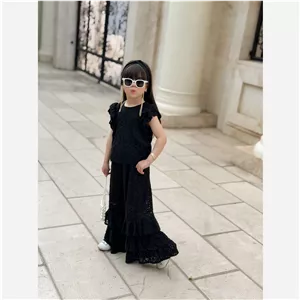 ست تاپ و شلوار دخترانه مجلسی دانتل ترک سایز 3 تا 10 سال
