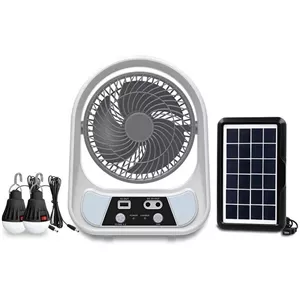پنکه شارژی رومیزی سولار مدل EP-606 به همراه پنل خورشیدی و چراغ LED چندکاره و مسافرتی