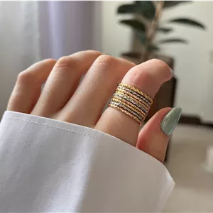 انگشتر زنانه 9 لاین سه رنگ