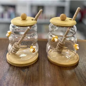 ظرف عسل خوری پیرکس و چوب بامبو زنبوری