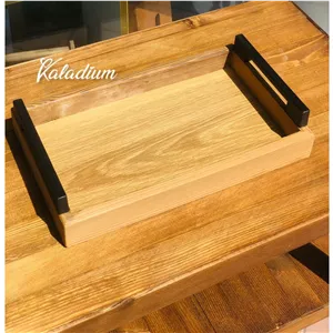 سینی چوبی دسته فلزی کوچک ارغوان کیفیت عالی 