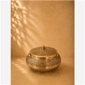قندان درب دار برنجی هندی طرح طاووس