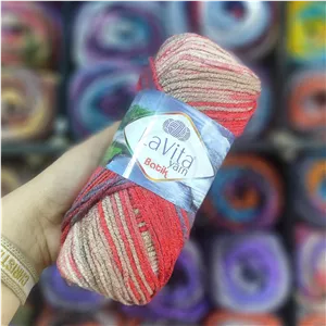 کاموا اسپرت لاویتا (LAVITA) رنگ طوسی قرمز کد DG06(100گرمی)