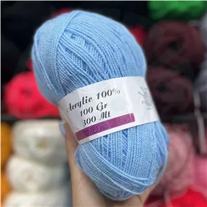 کاموا اکریل بافت رنگ آبی روشن کد 205 (100گرمی)