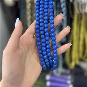 مروارید سنگی رنگ آبی کاربنی سایز 8 (ریسه ای)