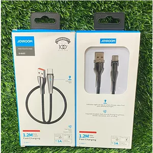 کابل شارژ برزنتی تایپ سی TYPE C برند JOYROOM مدل S-M411،دارای نشانگر LED،قابلیت انتقال دیتا و فست شارژ،طول کابل