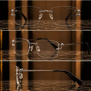 عینک مردانه Cartier فریم لس سیلور