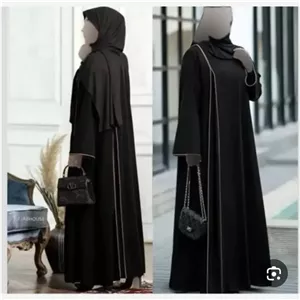 عبای زنانه مجلسی مشکی با نواردوزی طلایی جنس الیزه فری سایز 38 تا 46