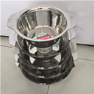 لگن 5 سایز گرد دسته دار استیل 