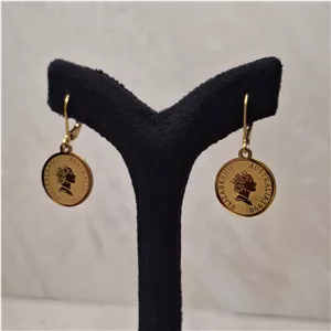 گوشواره الیزابت طلایی گوشواره استیل گوشواره رنگ ثابت