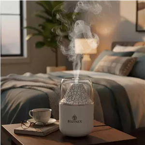 دستگاه بخور سرد آتشفشان 0.3L، 10m2، ABS، شفاف، شستشو، نورپردازی