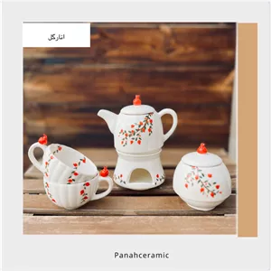 قندان سرامیکی دستساز طرح انار گل  مناسب سرو، دکور و هدیه