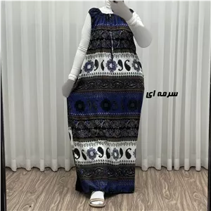 پیراهن ماکسی نخی زنانه آستین حلقه ای فری سایز مناسب تا سایز 52