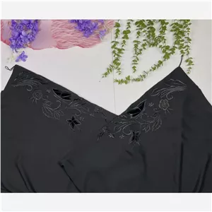 چادر جده گلدوزی پروانه جنس کن کن ندا مروارید رنگ مشکی سایز 150