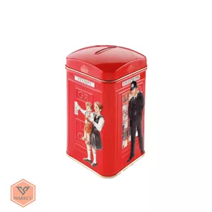 قوطی فلزی فانزی و قلک طرح باجه تلفن کلاسیک لندن (Vintage London Telephone Booth Tin Bank)