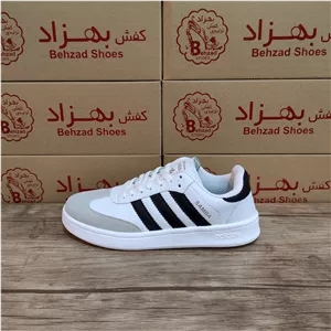 کتونی آدیداس adidas پسرانه دخترانه زیره پیو دور دوخت سایز 37 تا 40 رنگ سفید کفی طبی لژ 3 سانتی رویه اشبالت خارجی